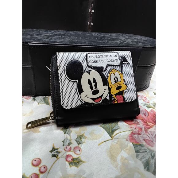 Disney Official Lounge fly Zip Around Wallet featuring Mickey & Pluto Black main image 5